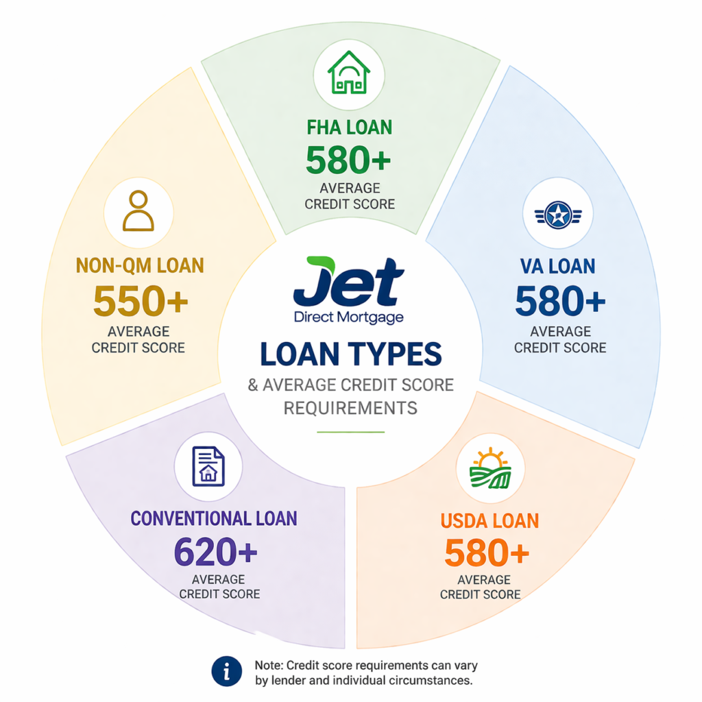 loan types and average credit score requirements