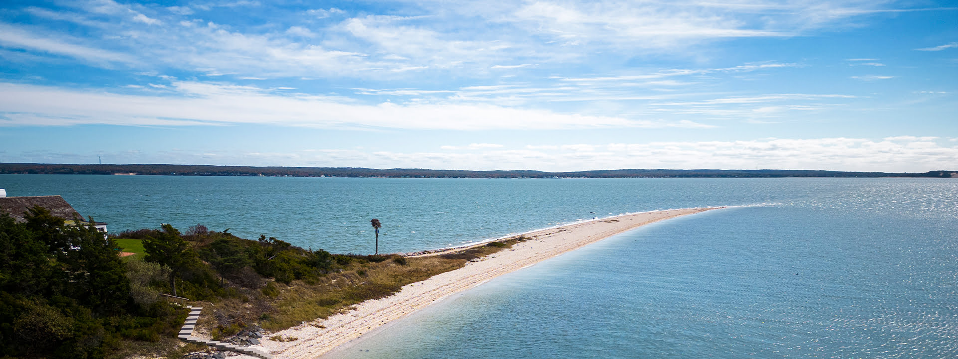 View of the water from Robins Island in Peconic Bay, NY